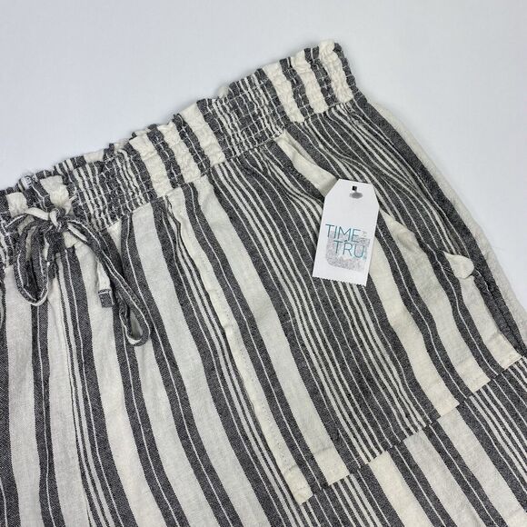 Time and Tru Shorts Womens 3XL Linen Striped Drawstring Waist Pull-On NWT - Picture 4 of 6